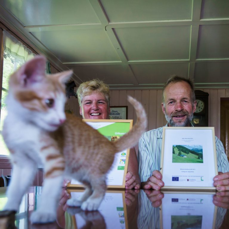 Wiesenmeisterschaft, Veronika und Vinzenz Steurer, Alpe Streichbrunnen, Hittisau (c) Dietmar Denger / Vorarlberg Tourismus