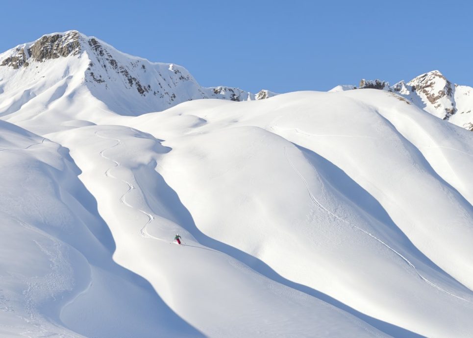 Freeriderin am Gehrengrat Lech-Arlberg © Sepp Mallaun / Vorarlberg Tourismus