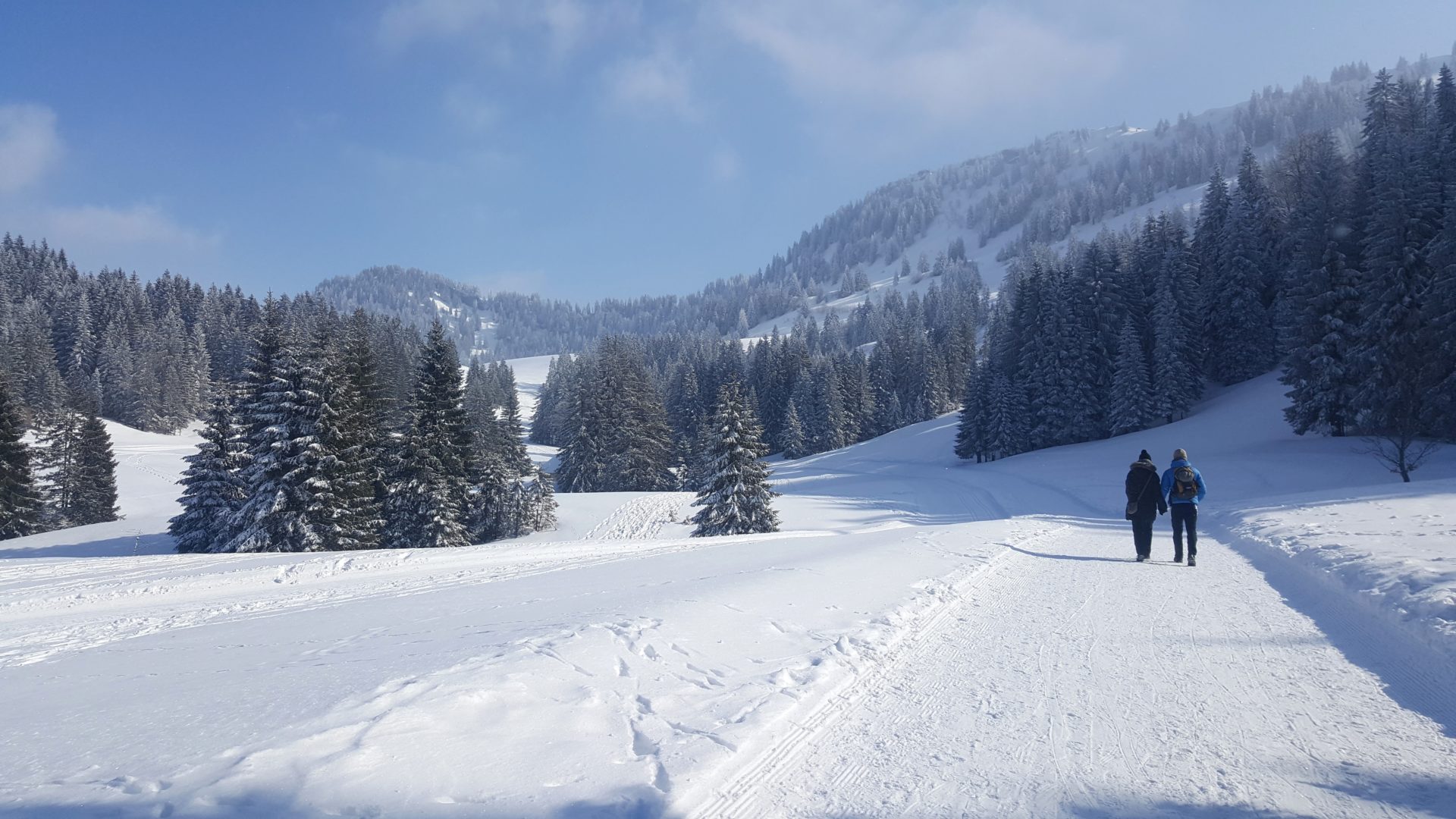 Bestens präparierter Winterwanderweg Hochhäderich
