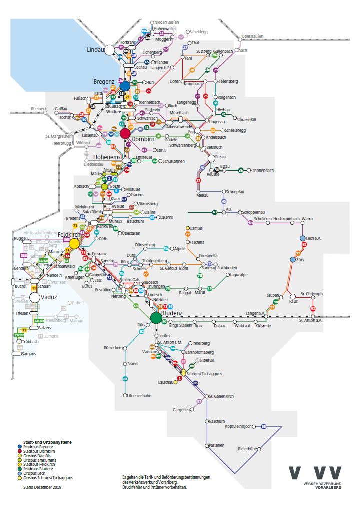 Public Transport Vorarlberg - route map