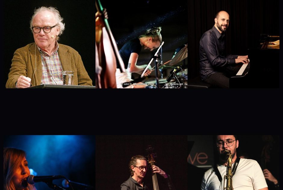 Michael Köhlmeier mit dem jazzambach ensemble bei einer Aufführung