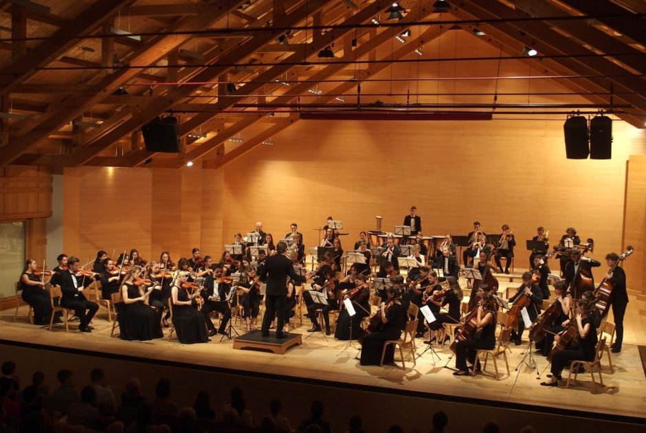 Die Quarta 4 Länderphilharmonie mit Dirigent Christoph Eberle bei ihrem Konzert im Angelika-Kauffmann-Saal in Schwarzenberg