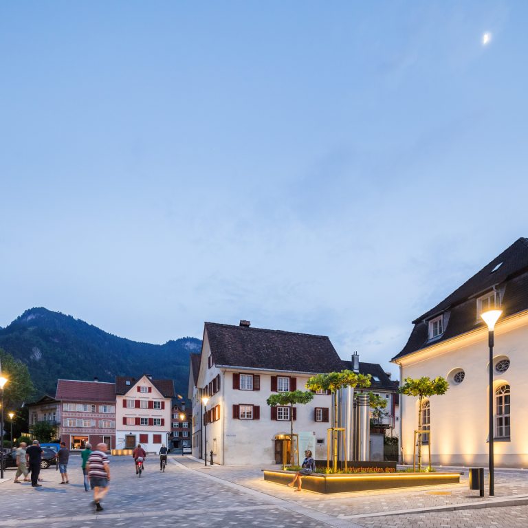 Jüdisches Viertel in Hohenems in Abenddämmerung